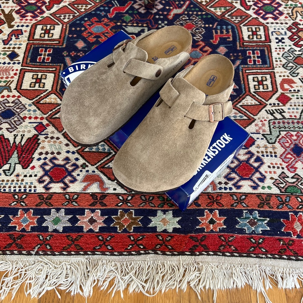 Birkenstock Boston Soft Footbed Clog Taupe Suede